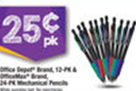 OfficeMax Mechanical Pencils qty 25 for $.25 or OfficeDepot  Mechanical Pencils qty 12 for $.25